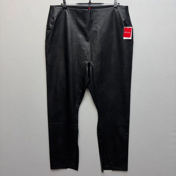 NWT Spanx Women Pull On Faux Leather Pants Size 2X / 2T Stretch D086 -20